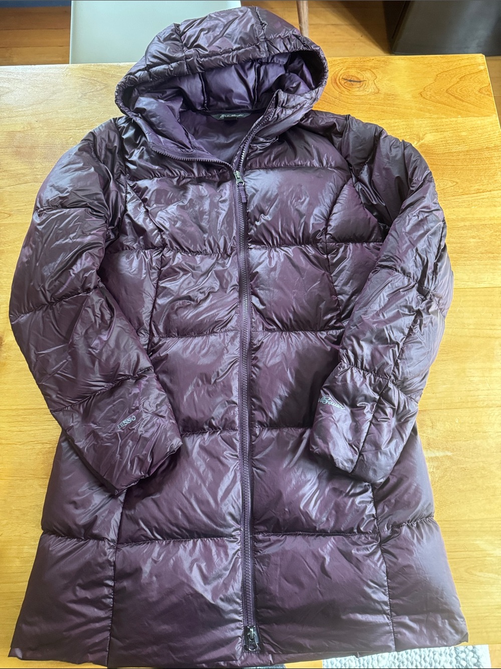 Down Women's Hooded Long Puffer Coat - Plum